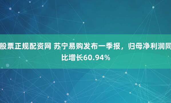 股票正规配资网 苏宁易购发布一季报，归母净利润同比增长60.94%